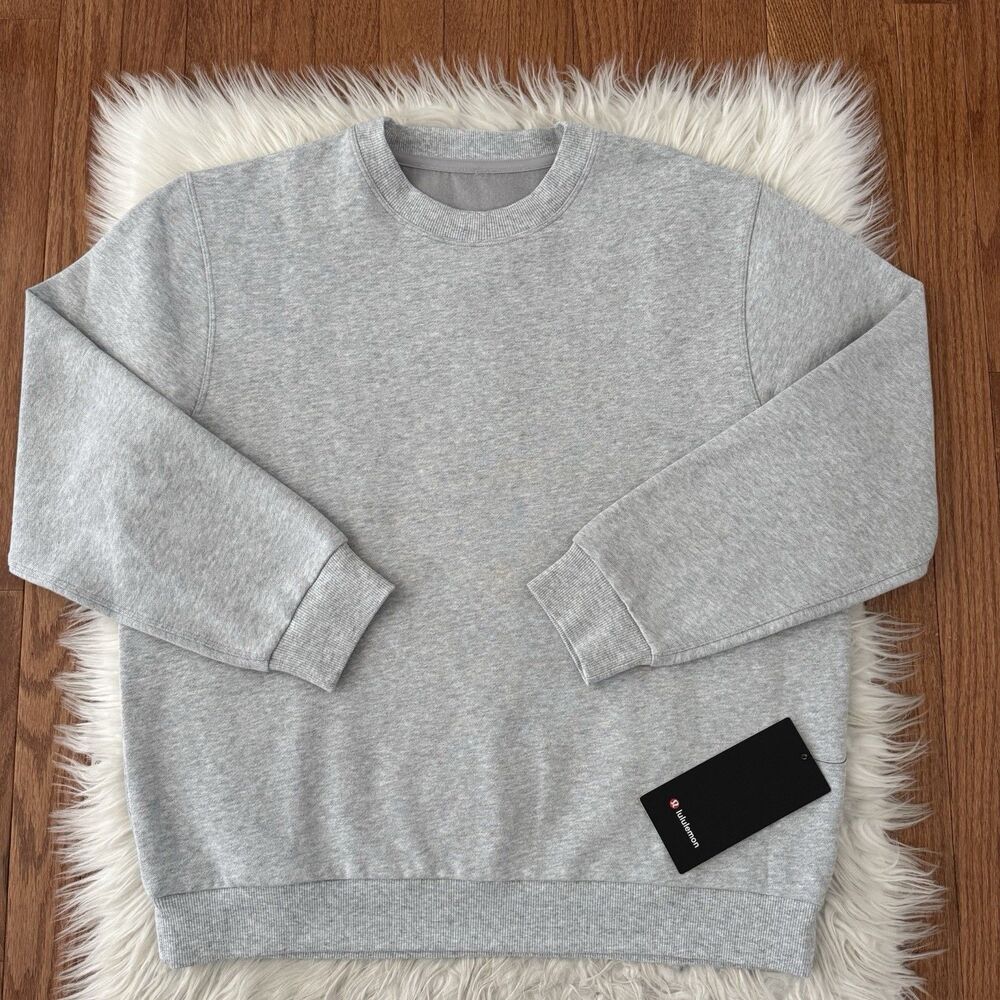 Lululemon Steady State Crew Sweatshirt Mens Small Gray Fleece Lined Oversize NWT